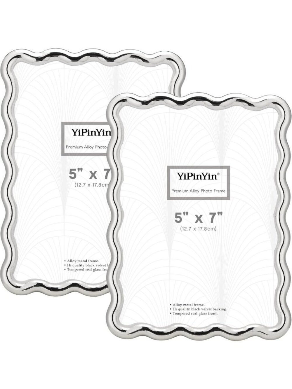 Elegant Silver 5x7 Picture Frames Set of 2 - Heavy Duty Zinc Alloy, Dual Use